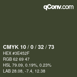 Color code: CMYK 10 / 0 / 32 / 73 | qconv.com