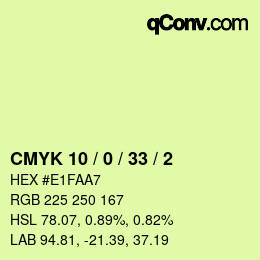 カラーコード: CMYK 10 / 0 / 33 / 2 | qconv.com