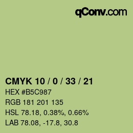 Farbcode: CMYK 10 / 0 / 33 / 21 | qconv.com