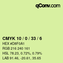 Color code: CMYK 10 / 0 / 33 / 6 | qconv.com