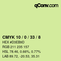 Color code: CMYK 10 / 0 / 33 / 8 | qconv.com