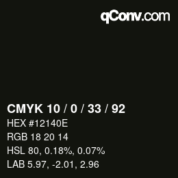 Color code: CMYK 10 / 0 / 33 / 92 | qconv.com