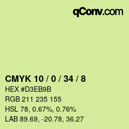 颜色代码: CMYK 10 / 0 / 34 / 8 | qconv.com