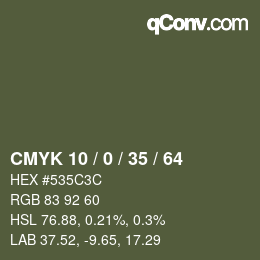 カラーコード: CMYK 10 / 0 / 35 / 64 | qconv.com