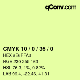 カラーコード: CMYK 10 / 0 / 36 / 0 | qconv.com