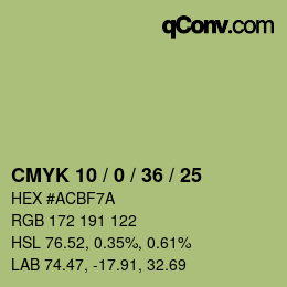 Color code: CMYK 10 / 0 / 36 / 25 | qconv.com