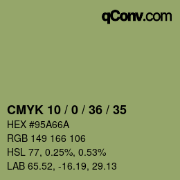 颜色代码: CMYK 10 / 0 / 36 / 35 | qconv.com