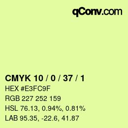 カラーコード: CMYK 10 / 0 / 37 / 1 | qconv.com