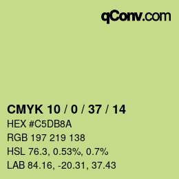 Color code: CMYK 10 / 0 / 37 / 14 | qconv.com