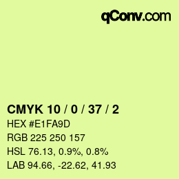 Color code: CMYK 10 / 0 / 37 / 2 | qconv.com