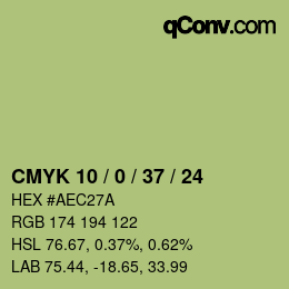 カラーコード: CMYK 10 / 0 / 37 / 24 | qconv.com