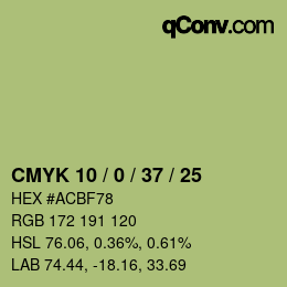 Color code: CMYK 10 / 0 / 37 / 25 | qconv.com