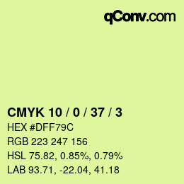 カラーコード: CMYK 10 / 0 / 37 / 3 | qconv.com