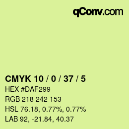 Color code: CMYK 10 / 0 / 37 / 5 | qconv.com