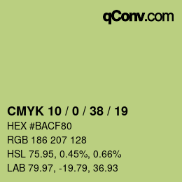 Color code: CMYK 10 / 0 / 38 / 19 | qconv.com