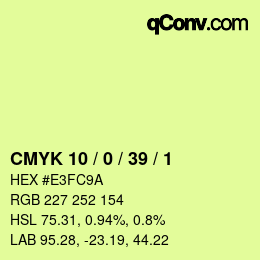 颜色代码: CMYK 10 / 0 / 39 / 1 | qconv.com
