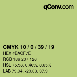 Code couleur: CMYK 10 / 0 / 39 / 19 | qconv.com