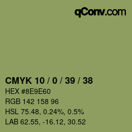 Farbcode: CMYK 10 / 0 / 39 / 38 | qconv.com
