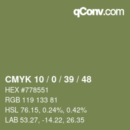 Código de color: CMYK 10 / 0 / 39 / 48 | qconv.com