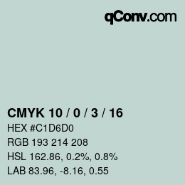 颜色代码: CMYK 10 / 0 / 3 / 16 | qconv.com