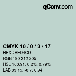 Color code: CMYK 10 / 0 / 3 / 17 | qconv.com