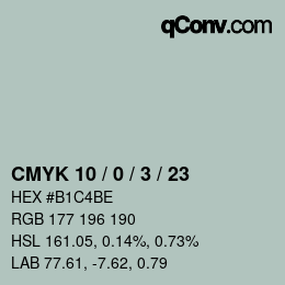 Color code: CMYK 10 / 0 / 3 / 23 | qconv.com