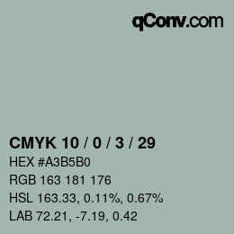 カラーコード: CMYK 10 / 0 / 3 / 29 | qconv.com