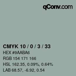 颜色代码: CMYK 10 / 0 / 3 / 33 | qconv.com