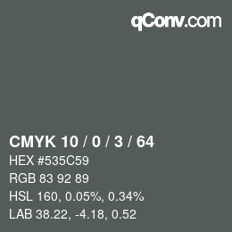 Color code: CMYK 10 / 0 / 3 / 64 | qconv.com