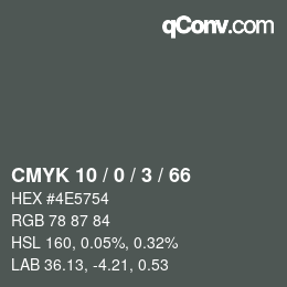 颜色代码: CMYK 10 / 0 / 3 / 66 | qconv.com