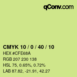 Código de color: CMYK 10 / 0 / 40 / 10 | qconv.com