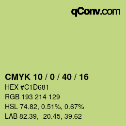 Color code: CMYK 10 / 0 / 40 / 16 | qconv.com