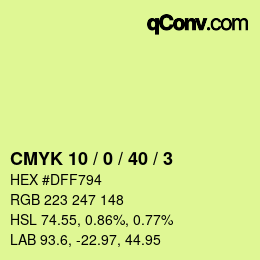 颜色代码: CMYK 10 / 0 / 40 / 3 | qconv.com
