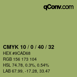 Color code: CMYK 10 / 0 / 40 / 32 | qconv.com
