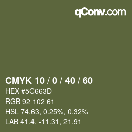 颜色代码: CMYK 10 / 0 / 40 / 60 | qconv.com