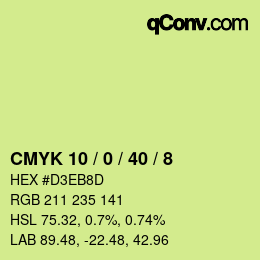 颜色代码: CMYK 10 / 0 / 40 / 8 | qconv.com
