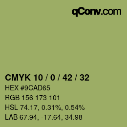 カラーコード: CMYK 10 / 0 / 42 / 32 | qconv.com
