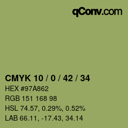 Farbcode: CMYK 10 / 0 / 42 / 34 | qconv.com