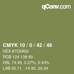 Color code: CMYK 10 / 0 / 42 / 46 | qconv.com