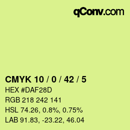 Color code: CMYK 10 / 0 / 42 / 5 | qconv.com