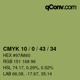 Código de color: CMYK 10 / 0 / 43 / 34 | qconv.com