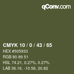 Color code: CMYK 10 / 0 / 43 / 65 | qconv.com