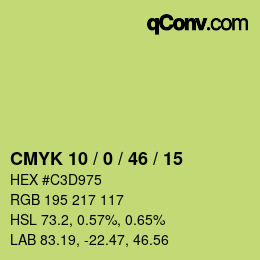 カラーコード: CMYK 10 / 0 / 46 / 15 | qconv.com
