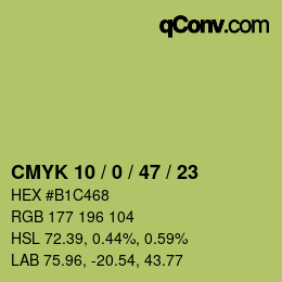 Color code: CMYK 10 / 0 / 47 / 23 | qconv.com