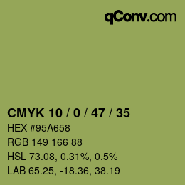 Color code: CMYK 10 / 0 / 47 / 35 | qconv.com