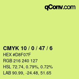 カラーコード: CMYK 10 / 0 / 47 / 6 | qconv.com