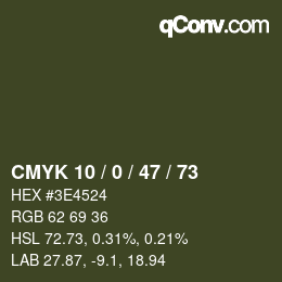 Farbcode: CMYK 10 / 0 / 47 / 73 | qconv.com