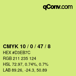 Color code: CMYK 10 / 0 / 47 / 8 | qconv.com