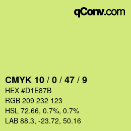 Color code: CMYK 10 / 0 / 47 / 9 | qconv.com