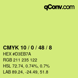 Farbcode: CMYK 10 / 0 / 48 / 8 | qconv.com
